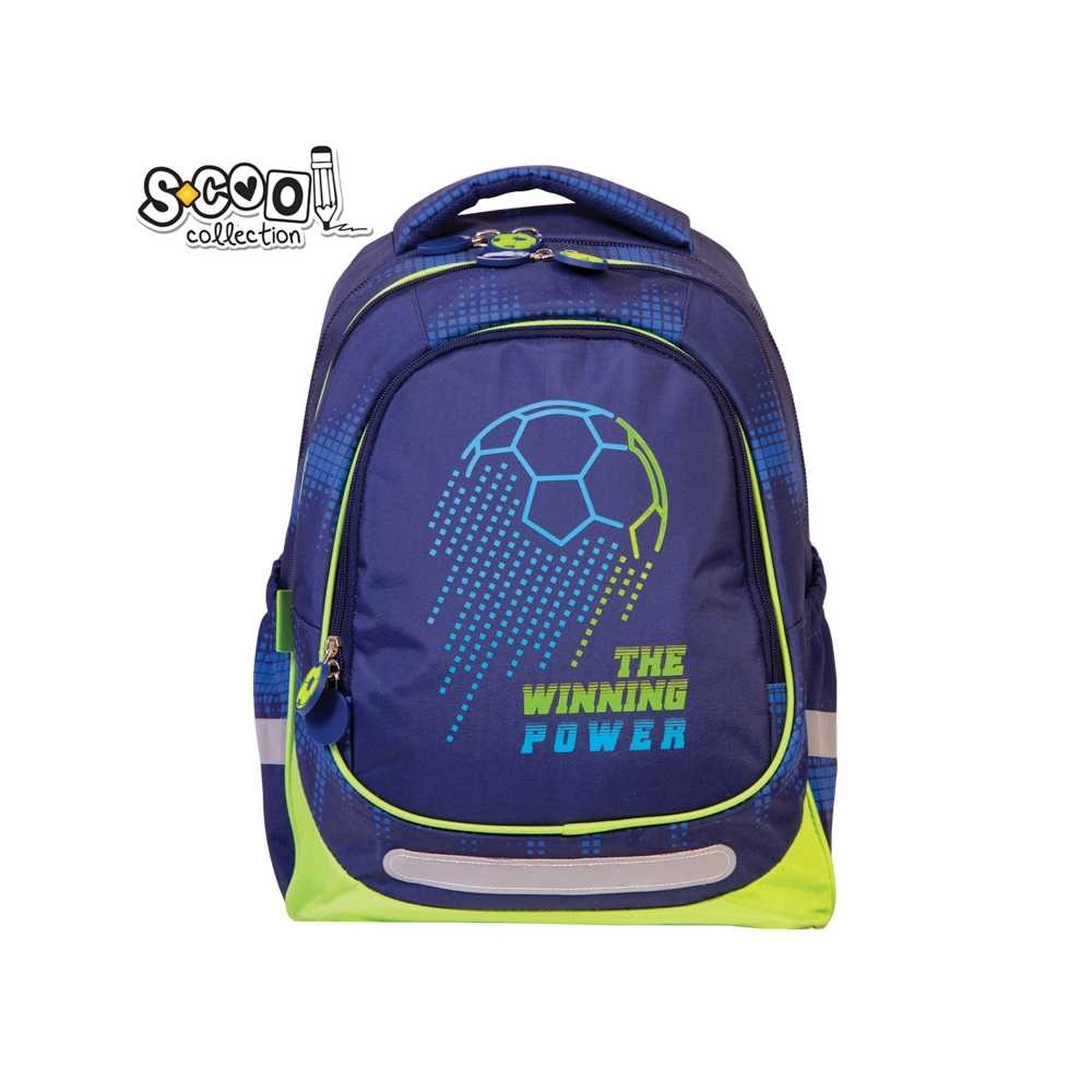 Ghiozdan baieti, motiv Fotbal, forma anatomica, 41 cm, albastru - imagine 9